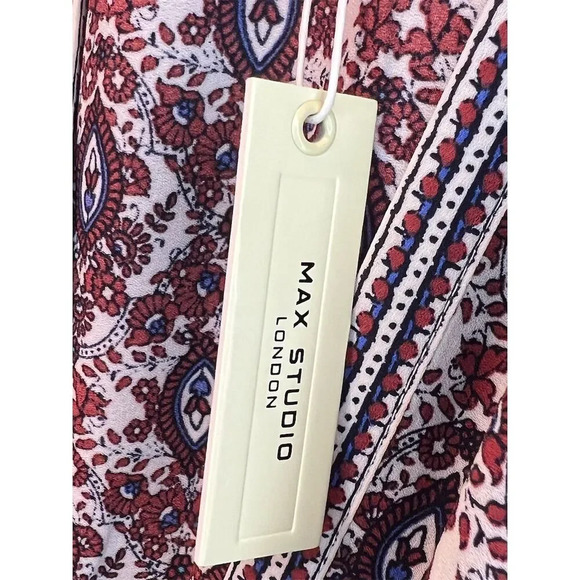 Max Studio Women's Floral Maxi Dress V-Neck Long Sleeve Size M - Picture 12 of 14